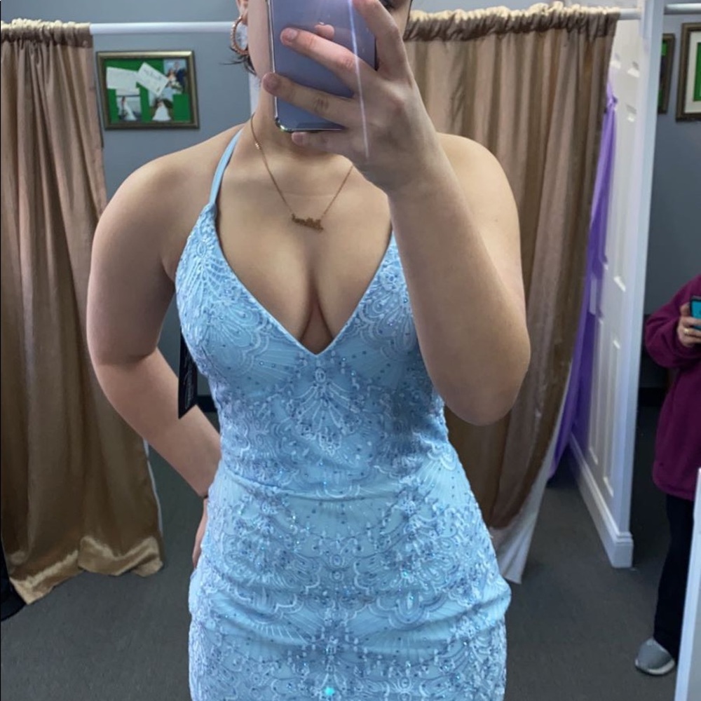 light blue prom dress